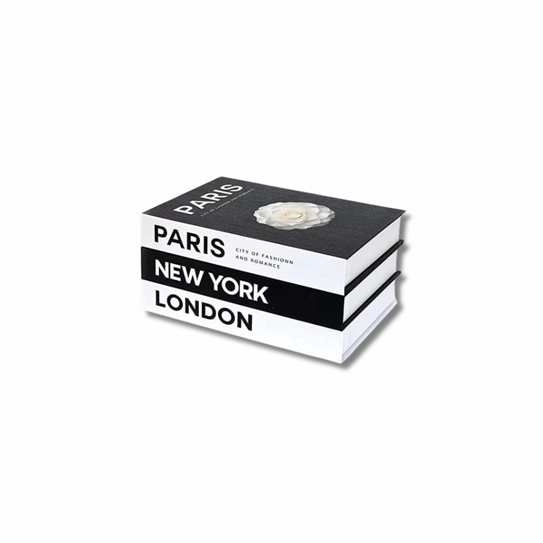Paris New York London Book Decor Set